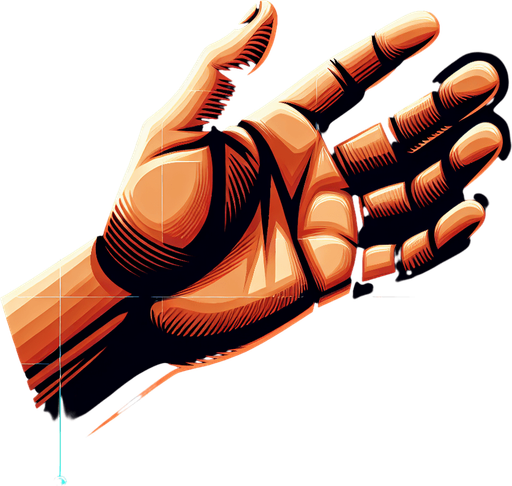Hand.
Single Game Texture. In-Game asset. 2d. Blank background. High contrast. No shadows.