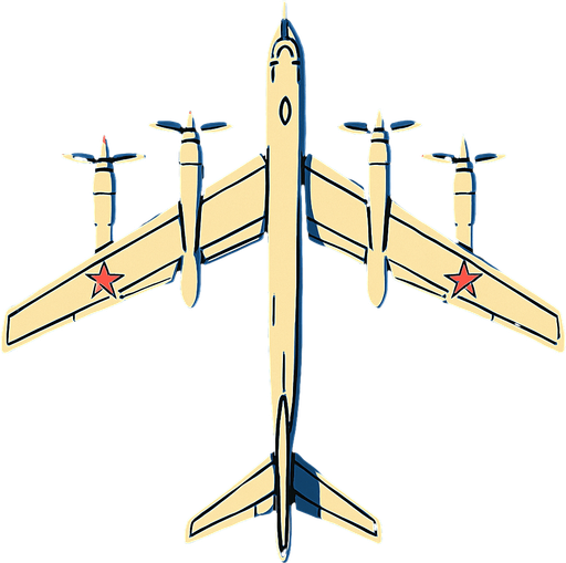 Tu 95 uppifrån.
In-Game asset.  2d.  High contrast.  No shadows