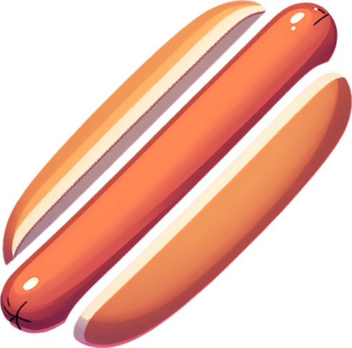 hotdog with no mustard no ketchup only bread and dog.
Single Game Texture. In-Game asset. 2d. Blank background. High contrast. No shadows.