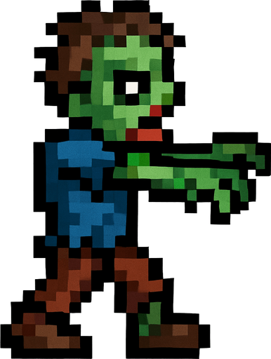 terraria oyunundaki gibi bir zombi.
In-Game asset.  2d.  High contrast.  No shadows
