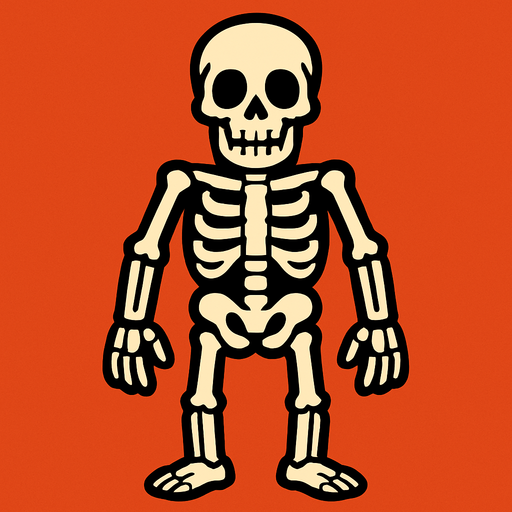 skeleton man.
In-Game asset.  2d.  High contrast.  No shadows