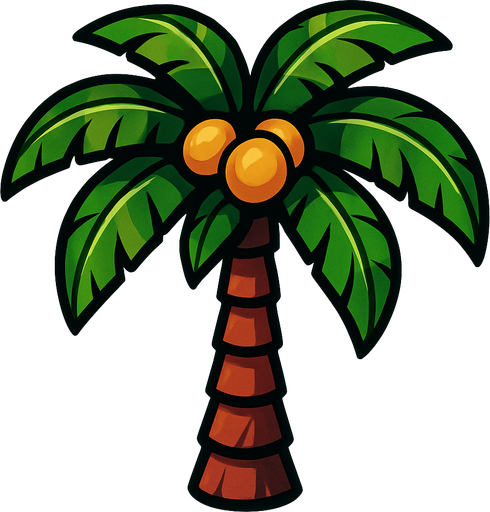 Palm tree.
In-Game asset.  2d.  High contrast.  No shadows