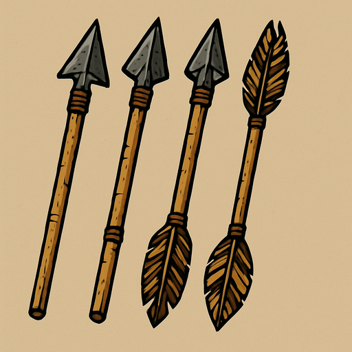 arrows like they were used in the middle ages real life battles.
In-Game asset.  2d.  High contrast.  No shadows
