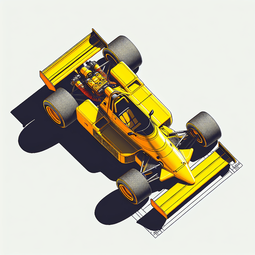 top down view of arcade racing car with the yellow color.
Single Game Texture.  In-Game asset.  2d.  Blank background.  High contrast.  No shadows