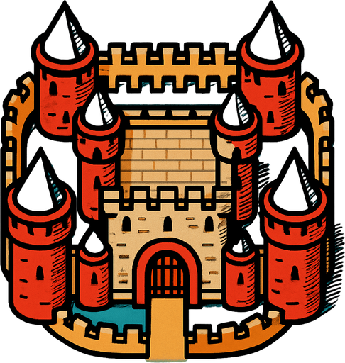 castillo desde arriba.
In-Game asset.  2d.  High contrast.  No shadows