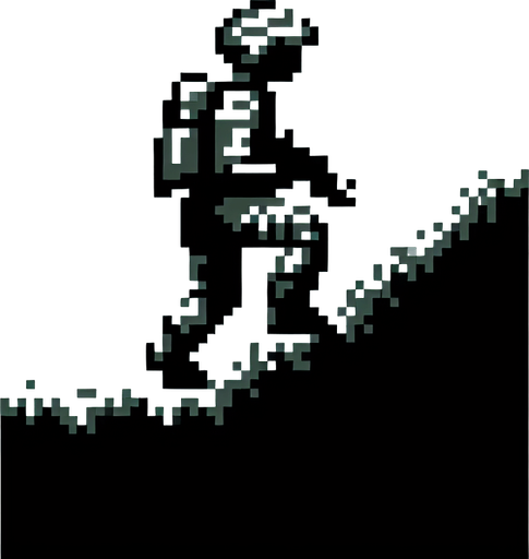 A single soldat walking downard in a 16 bit style Single Game Texture. In-Game asset. 2d. Blank background. High contrast. No shadows.