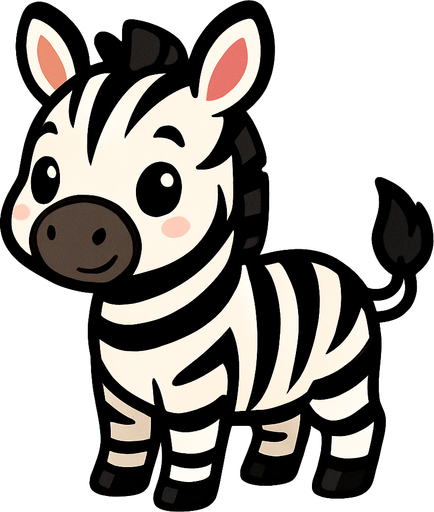 Cute zebra.
In-Game asset.  2d.  High contrast.  No shadows