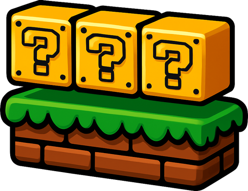 super mario themed jumping platform with "?" signs.
In-Game asset.  2d.  High contrast.  No shadows