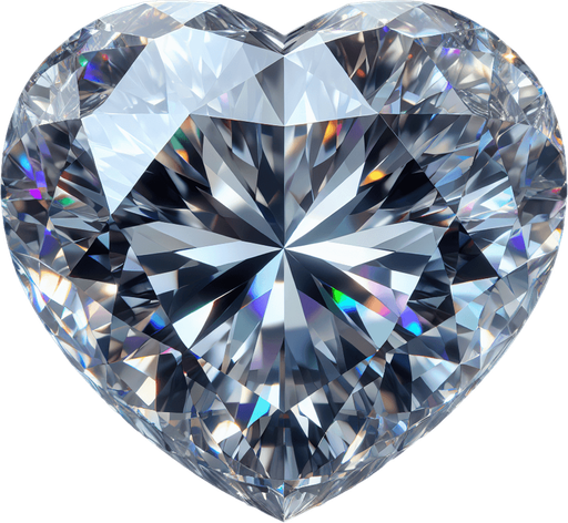 The most precious large heart in diamond, Front view.