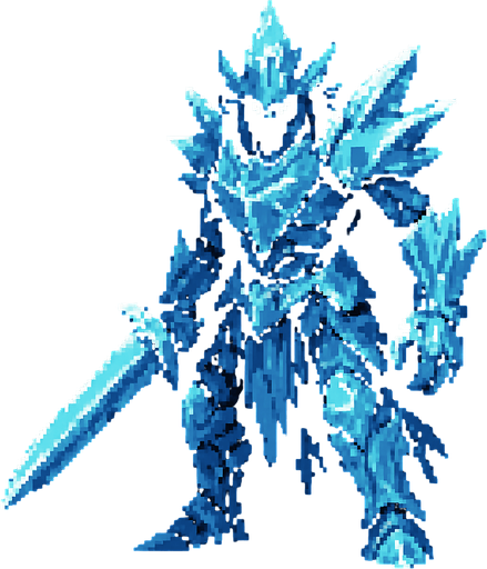 Crystal guardian Dark souls style 2d pixel art.
In-Game asset.  2d.  High contrast.  No shadows