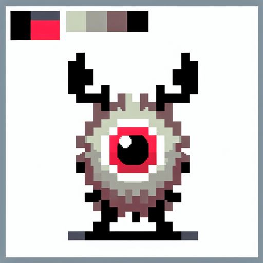 16 bit sprite of a red eye reindeer Single Game Texture. In-Game asset. 2d. Blank background. High contrast. No shadows.