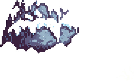 pixel art of a rock covered in snow. Single Game Texture. In-Game asset. 2d. Blank background. High contrast. No shadows.