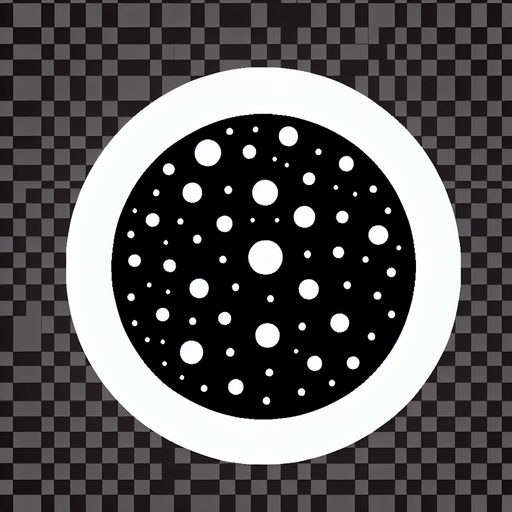 черный круг с белыми точками.
Single Game Texture. In-Game asset. 2d. Blank background. High contrast. No shadows.