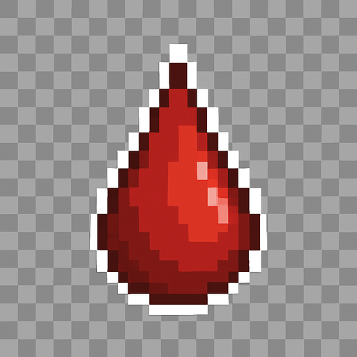 gota de sangue com contorno branco, pixel art, fundo transparente.
In-Game asset.  2d.  High contrast.  No shadows