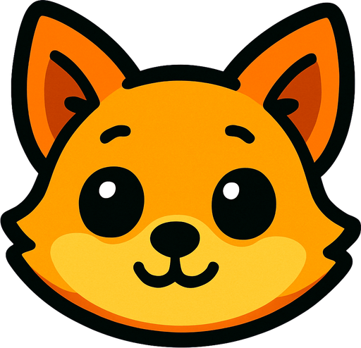 orange cartoon baby fox face.
In-Game asset.  2d.  High contrast.  No shadows