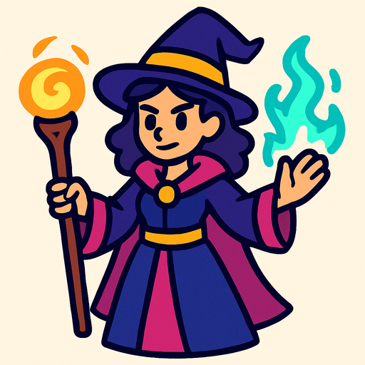 Estella la dresseuse de pouvoirs.
In-Game asset.  2d.  High contrast.  No shadows