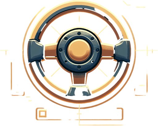 round car steering wheel.
Single Game Texture. In-Game asset. 2d. Blank background. High contrast. No shadows.