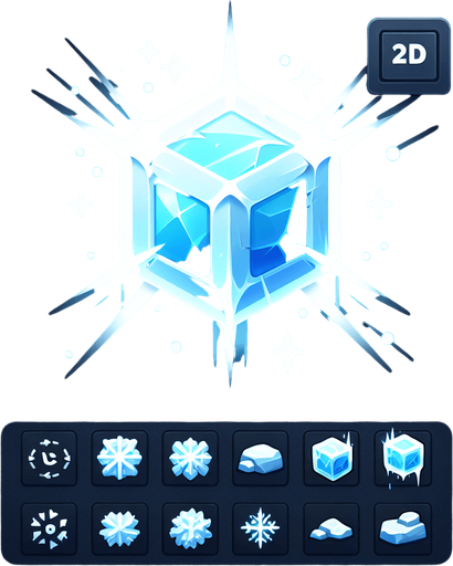 Powerupice.
Single Game Texture.  In-Game asset.  2d.  Blank background.  High contrast.  No shadows. 3d