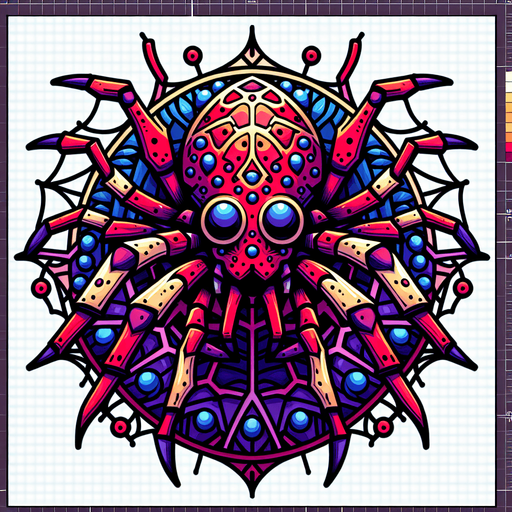 colored spider.
Single Game Texture.  In-Game asset.  2d.  Blank background.  High contrast.  No shadows