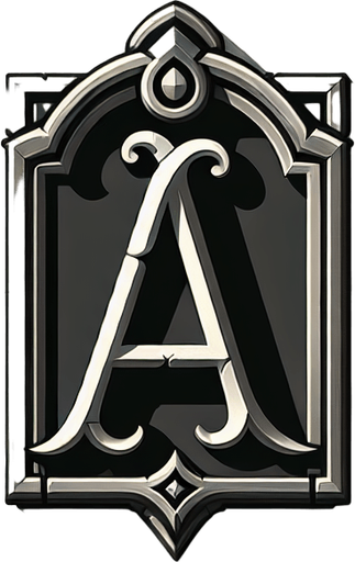 La lettre A encadrée..
Single Game Texture. In-Game asset. 2d. Blank background. High contrast. No shadows.