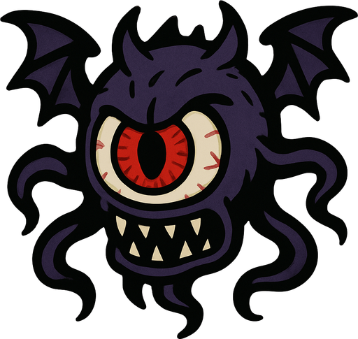 2d mysterious and scary flying eye character's head.
In-Game asset.  2d.  High contrast.  No shadows