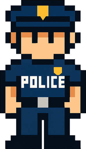 police pixel art.
In-Game asset.  2d.  High contrast.  No shadows
