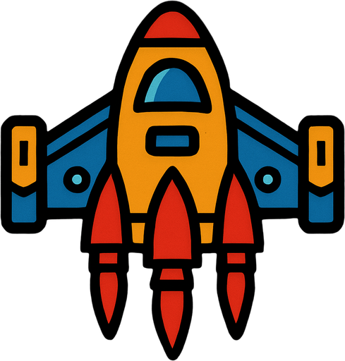 Uzay gemisi.
In-Game asset.  2d.  High contrast.  No shadows