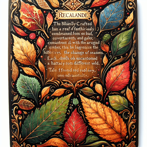 A mystical rectangle fantasy board with leaves.