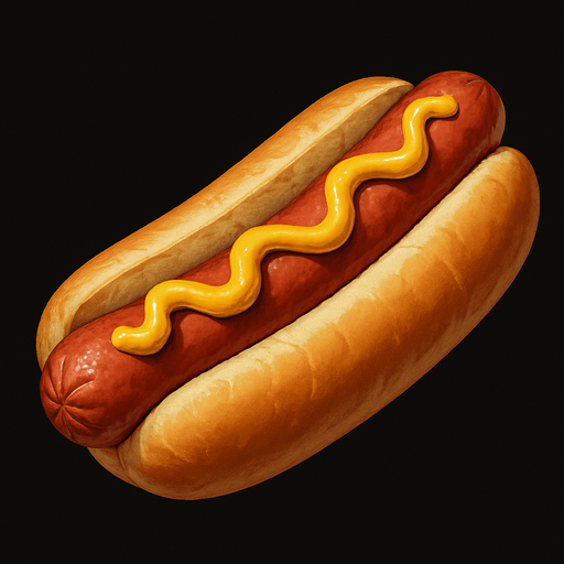 A realistic hotdog.
In-Game asset.  2d.  High contrast.  No shadows