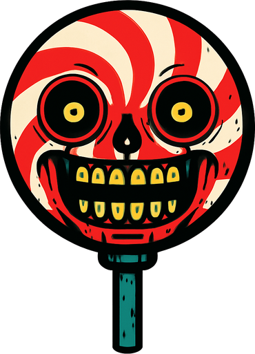 animatronic lollypop scary.
In-Game asset.  2d.  High contrast.  No shadows