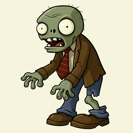 Zombie básico del videojuego plantas vs zombies.
In-Game asset.  No shadows