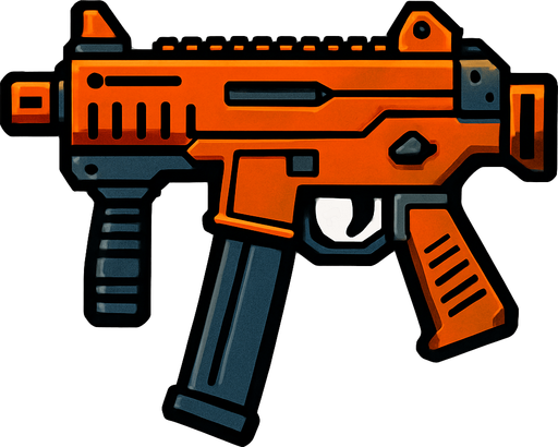 submachine gun.
In-Game asset.  2d.  High contrast.  No shadows