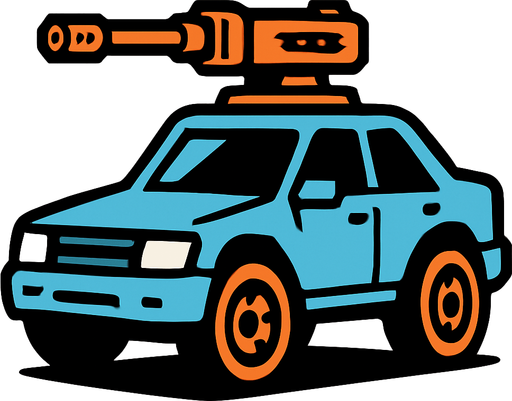 a car with a gun on it.
In-Game asset.  2d.  High contrast.  No shadows