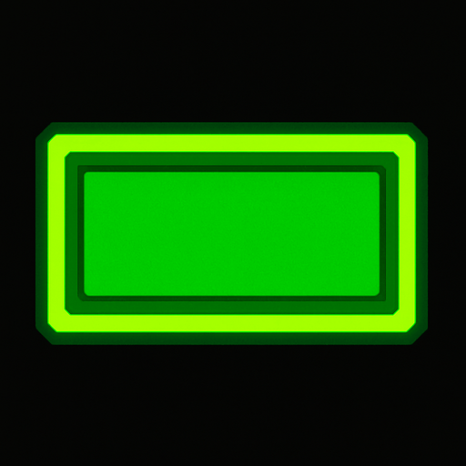 Green neon rectangle block.
In-Game asset.  2d.  High contrast.  No shadows