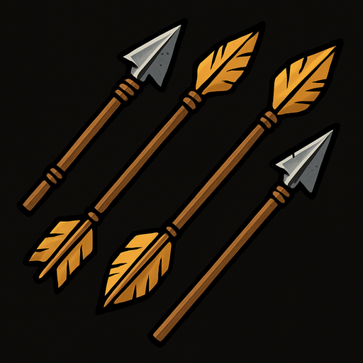 arrows like they were used in the middle ages real life battles.
In-Game asset.  2d.  High contrast.  No shadows