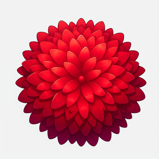 A large red round flower. Top down view.
Single Game Texture. In-Game asset. 2d. Blank background. High contrast. No shadows.