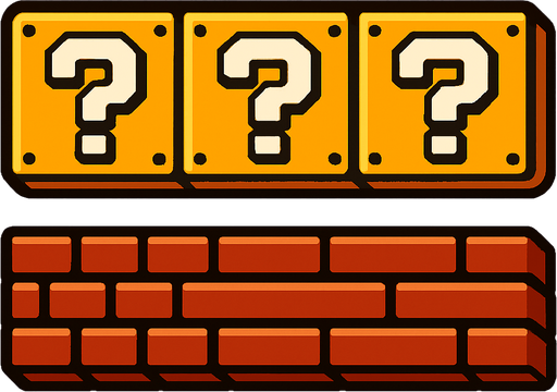 super mario themed jumping platform with "?" signs.
In-Game asset.  2d.  High contrast.  No shadows