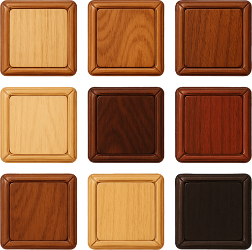 Pack of different Othello board square cells of wood, different wood.
In-Game asset.  High contrast.  No shadows. 3D