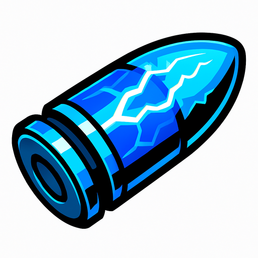 Bala electrica futurista.
In-Game asset.  2d.  High contrast.  No shadows