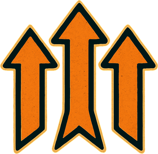 3 arrows is facing upwards.
In-Game asset.  2d.  High contrast