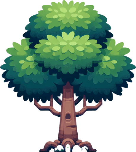 Tree.
Single Game Texture.  In-Game asset.  2d.  Blank background.  High contrast.  No shadows