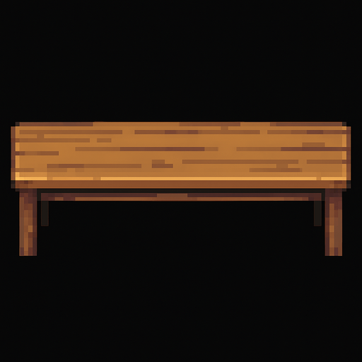straight and long table.
In-Game asset.  2d.  High contrast.  No shadows. pixel art