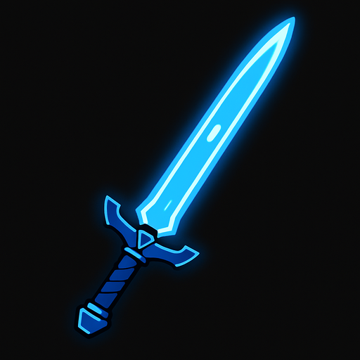 Blue light sword.
In-Game asset.  2d.  High contrast.  No shadows