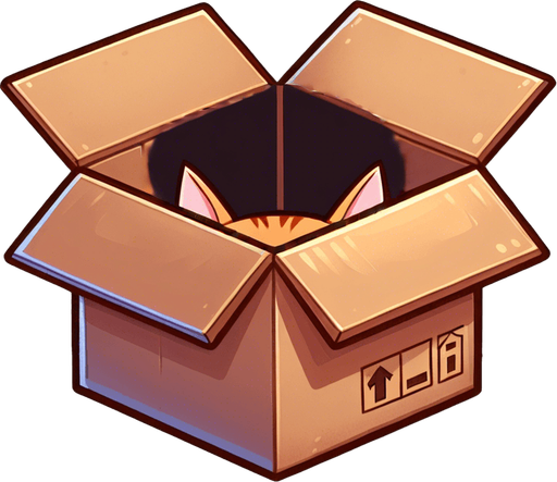 Detail of face head and ears of a cute Chibi ginger cat's looking from the box into the camera. Cheeky, happy.