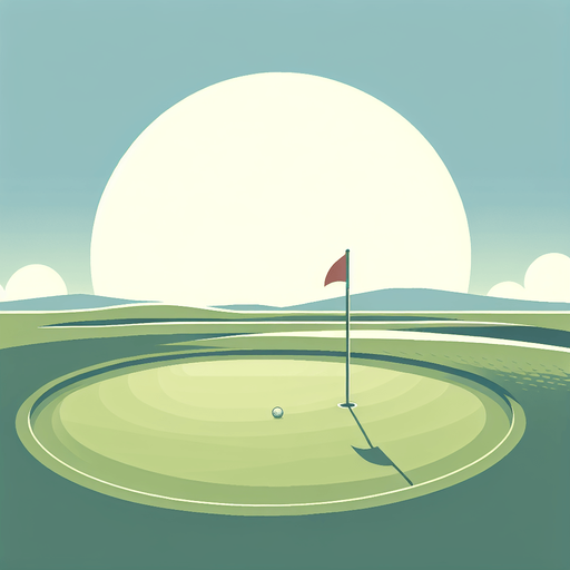 Terrain de golf avec un seul trou.
Single Game Texture. In-Game asset. 2d. Blank background. High contrast. No shadows.