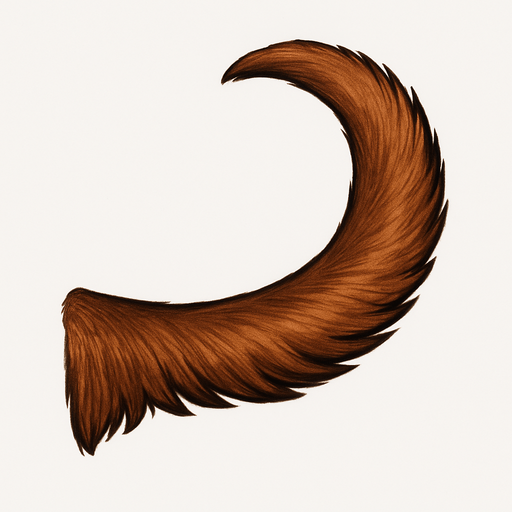 A realistic brown dog tail.
In-Game asset.  2d.  High contrast.  No shadows