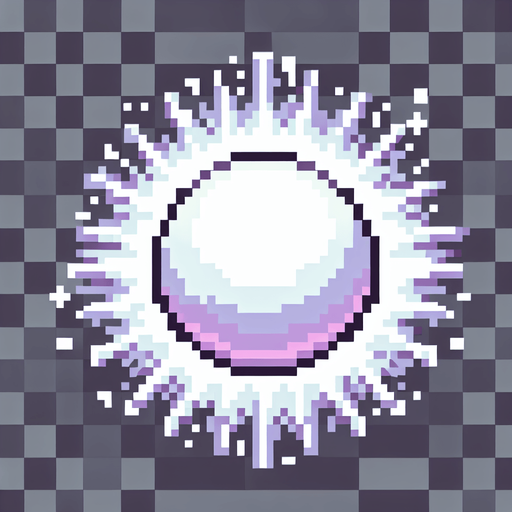 8-bit. cartoon. white energy ball. gradieint. transparent. in game asset. flicker. shoot. Single Game Texture. In-Game asset. 2d. Blank background. High contrast. No shadows.