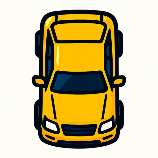 üstten görünümlü araba.
In-Game asset.  2d.  High contrast.  No shadows