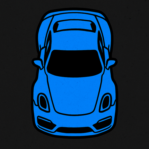 a top down sport blue car.
In-Game asset.  2d.  High contrast.  No shadows