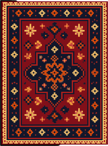 Create carpet from Iran with pixel art.
In-Game asset.  2d.  High contrast.  No shadows